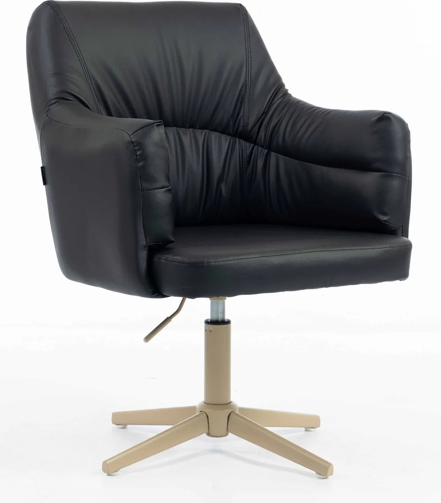 HR840CROSS Scaun Negru Piele Ecologica cu Bază Crem