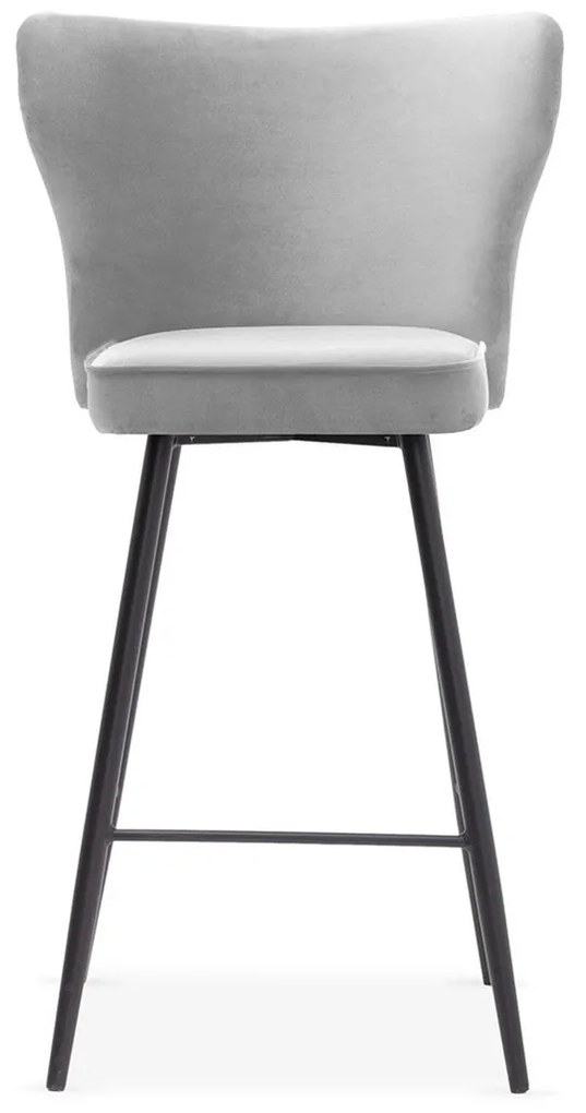 Scaun de bar Modena gri picioare negru - H60 cm