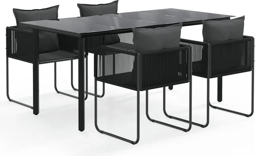 vidaXL Set de servit masa pentru grădină, 5 piese, negru
