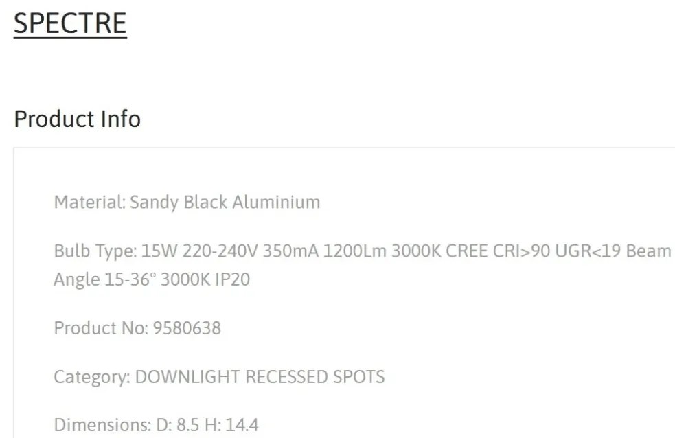 Spot LED aplicat SPECTRE 15W negru