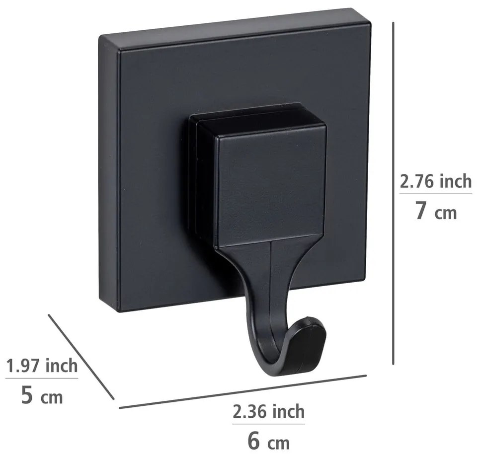 Cârlige negre 2 buc. autoadezive din plastic Quadro – Wenko