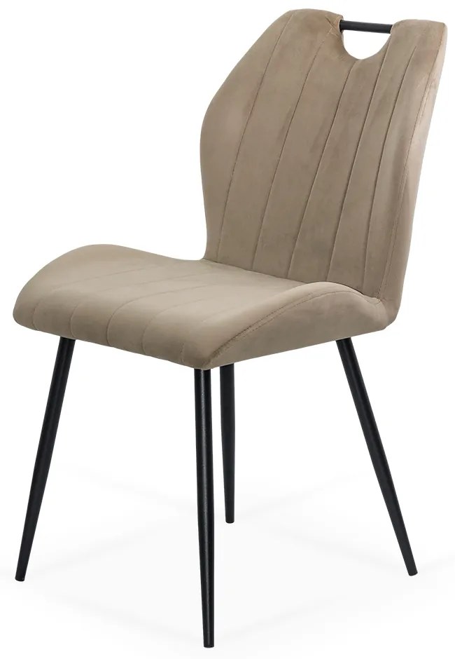 Scaun living bej din catifea cu cadru metalic si spatar ergonomic BUC 204