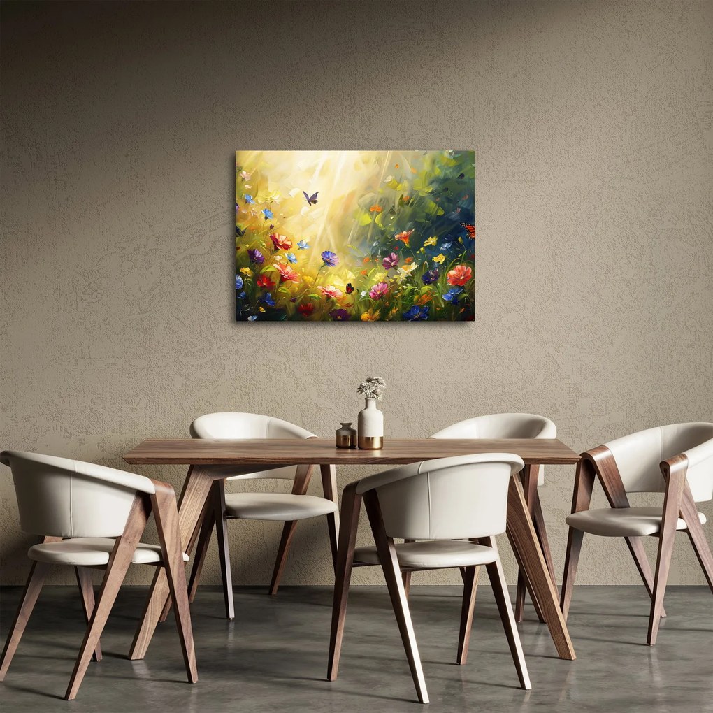 Tablou - Pajiște cu flori de primăvară, pictură (70x50 cm)