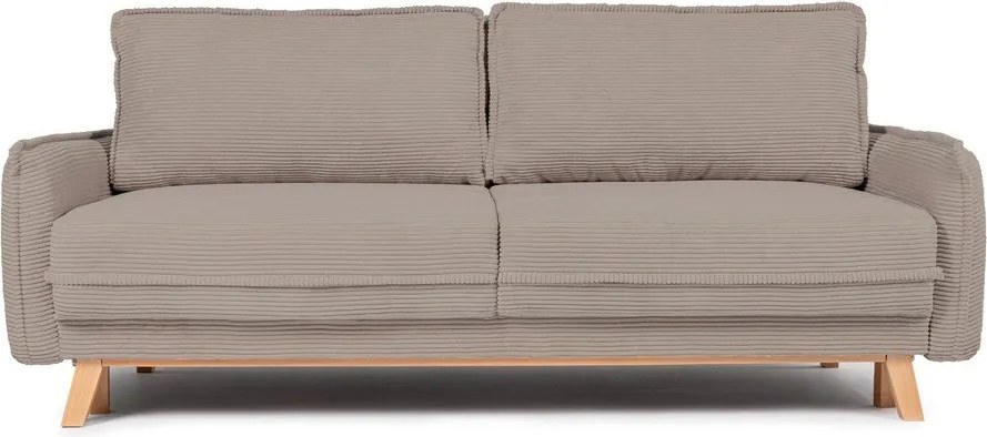 Canapea taupe extensibilă/cu spațiu de depozitare cu tapițerie din catifea reiată 218 cm Tori – Bonami Selection