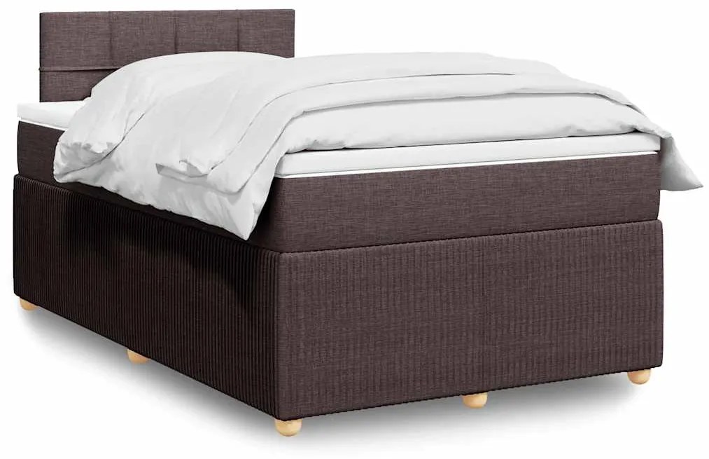 vidaXL Pat box spring cu saltea, maro închis, 120x190 cm, textil