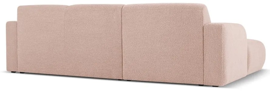 Colțar roz cu tapițerie din stofă bouclé (colț stânga) Molino – Micadoni Home