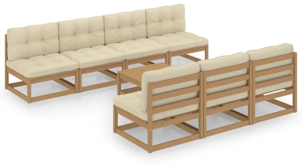 3076402 vidaXL Set mobilier de grădină cu perne, 8 piese, lemn masiv pin