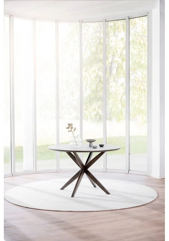 Masă de dining rotundă cu blat cu aspect de lemn de stejar 120x120 cm Calverton - Rowico