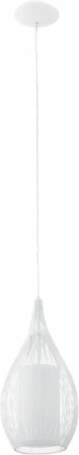 Lustra tip pendul Razoni sticla/otel, alb, 1 bec, diametru 19 cm, 220 V