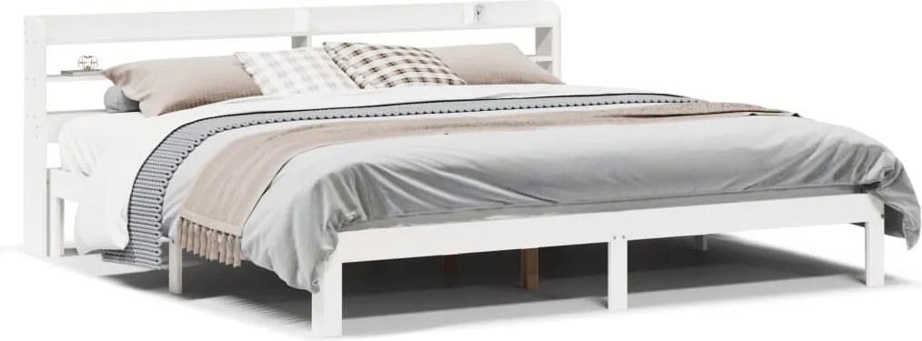 vidaXL Cadru de pat cu tăblie fără saltea, alb, 200x200 cm