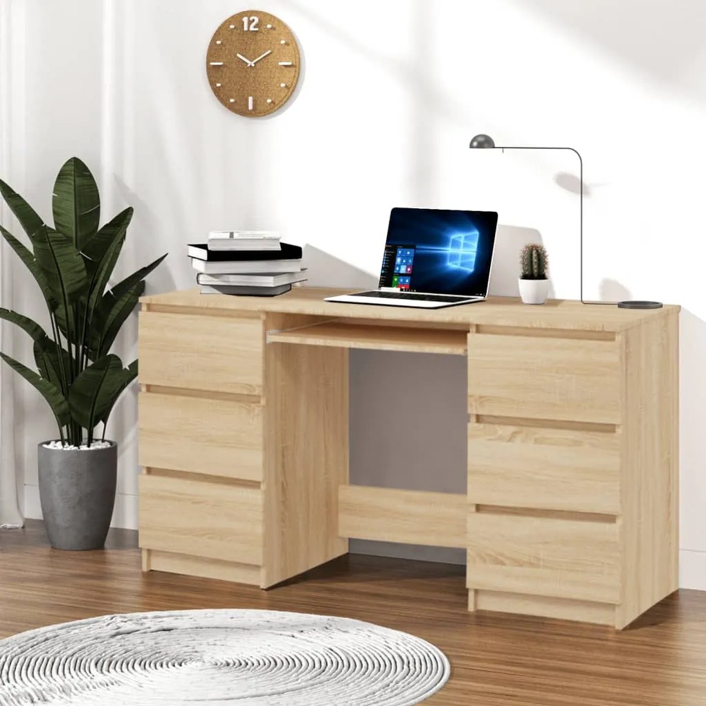 800813 vidaXL Birou de scris, stejar sonoma, 140x50x77 cm, lemn prelucrat