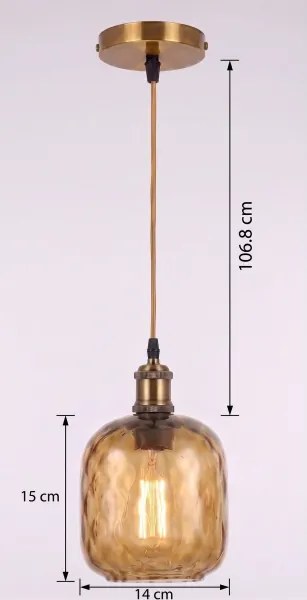 BRILAGI - lustra LED pe cablu RETRO GLASS 1xE27/60W/230V Ø14 cm auriu/maro fumuriu