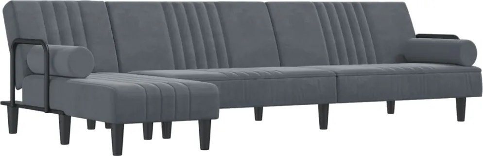 vidaXL Canapea extensibilă în formă de L gri 260x140x70 cm catifea