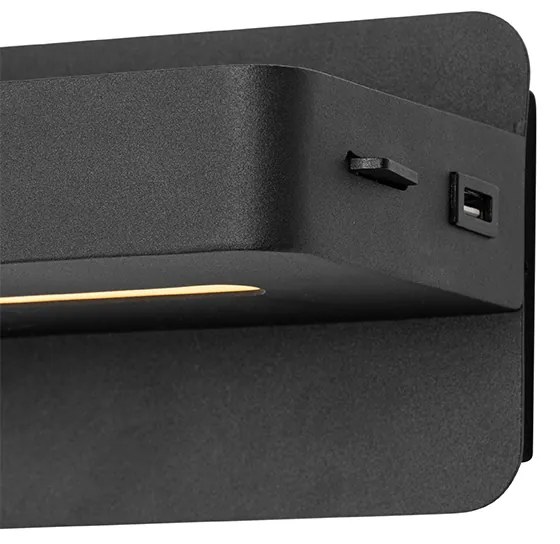 Aplică modernă neagră incluzând LED cu USB și întrerupător - Ted
