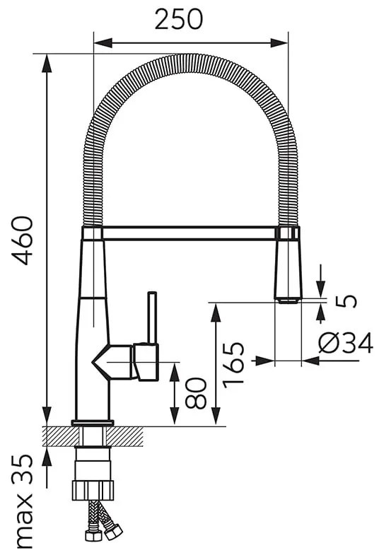 Baterie de bucatarie, Ferro, Sonata, cu pipa extractibila, crom