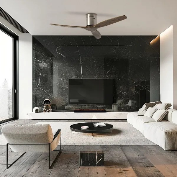 ZEVENTI - Ventilator de tavan SPELLO Wi-Fi Tuya, crom/stejar + telecomandă