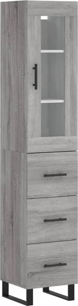 vidaXL Dulap înalt, gri sonoma, 34,5x34x180 cm, lemn prelucrat