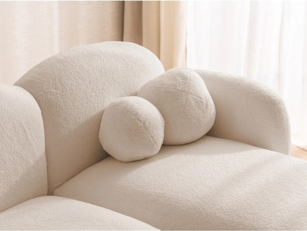 Colțar maro deschis cu tapițerie din țesătură bouclé (cu colț pe partea dreaptă/cu șezlong) Orbit – Ropez