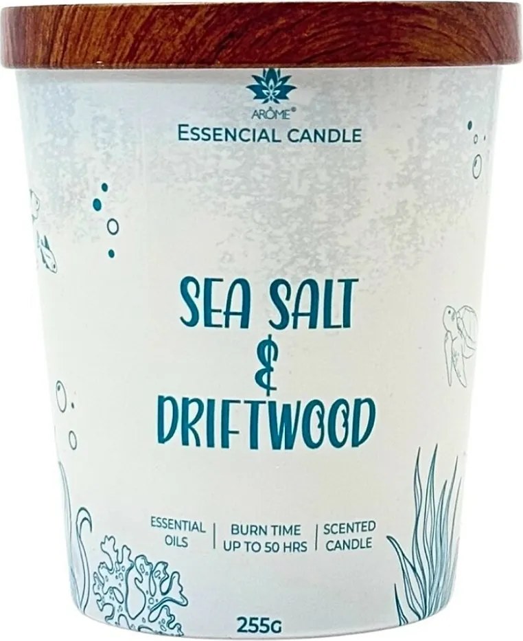 Lumânare Arome în sticlă cu capac metalic 255 g Sea salt & Driftwood