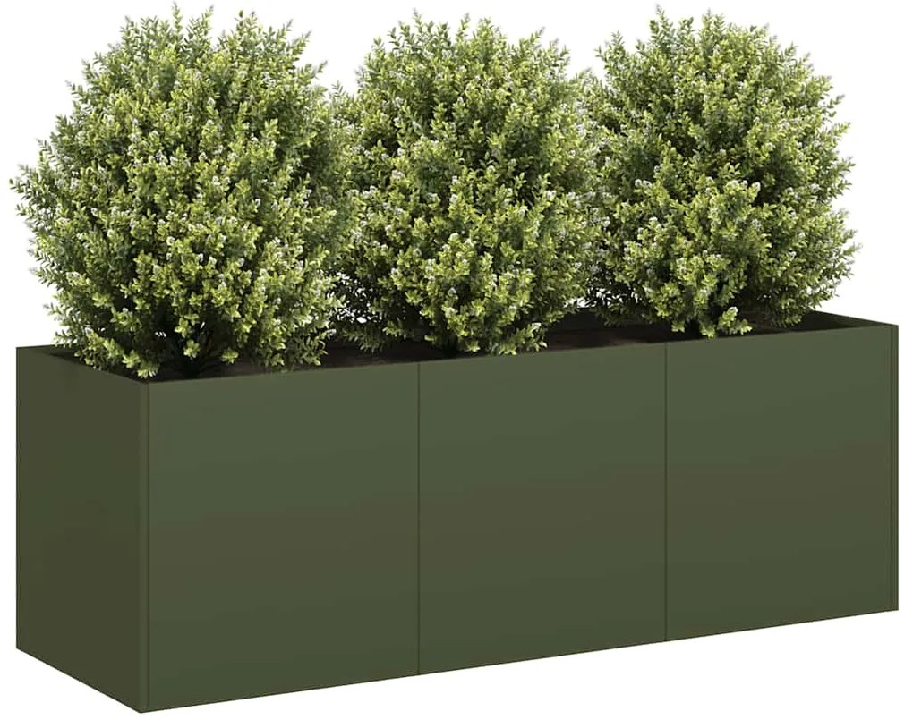 vidaXL Jardinieră verde măsline 120x40x40 cm oțel laminat la rece