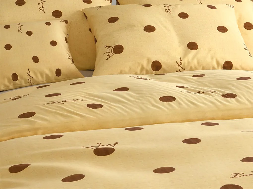 Lenjerie de pat creponata LOVE FOR crem Dimensiune lenjerie de pat: 70 x 90 cm | 140 x 200 cm