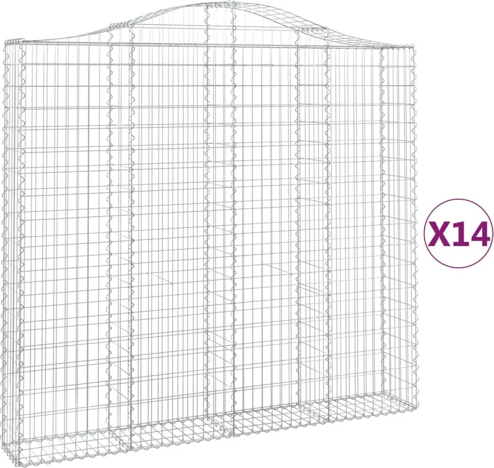 vidaXL Coșuri gabion arcuite 14 buc, 200x30x180/200cm, fier galvanizat