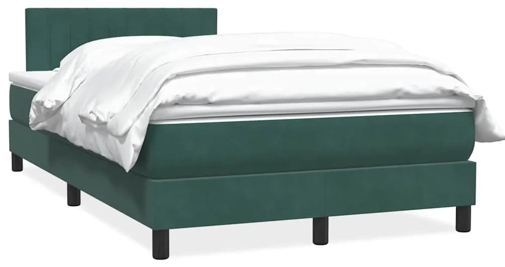 vidaXL Pat box spring cu saltea, verde închis, 120x210 cm, catifea