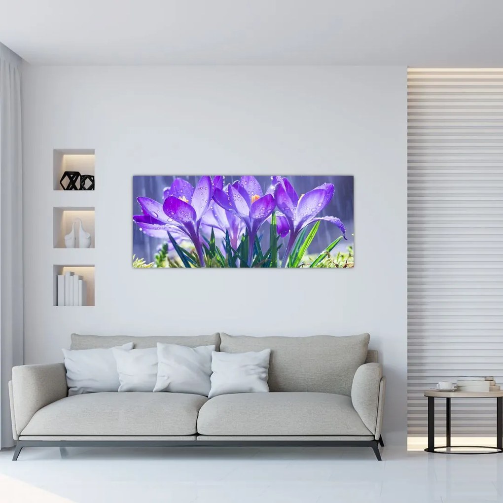 Tablou cuflori în ploaie (120x50 cm)