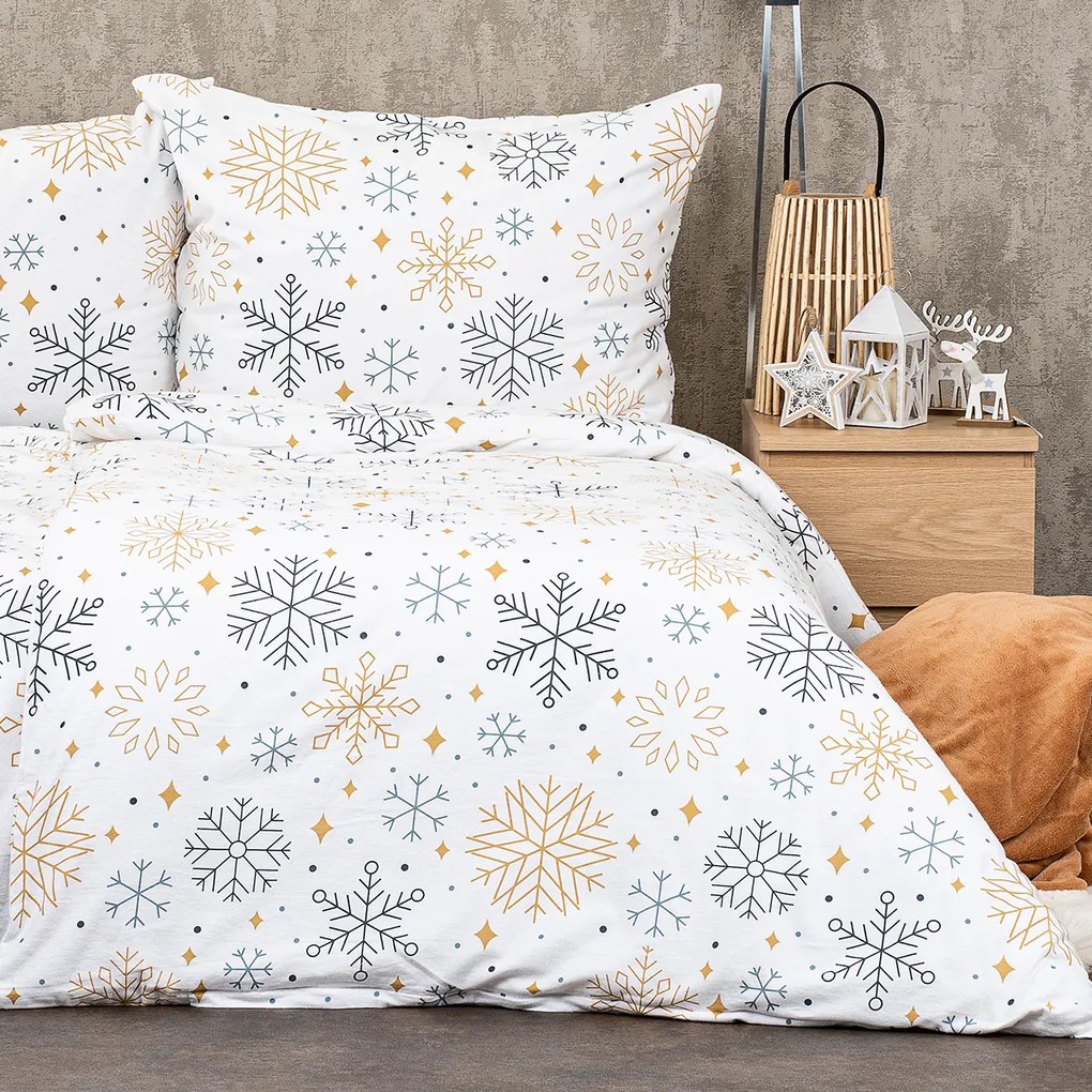 Lenjerie de pat din flanelă 4Home Frosty snowflakes, 160 x 200 cm, 70 x 80 cm