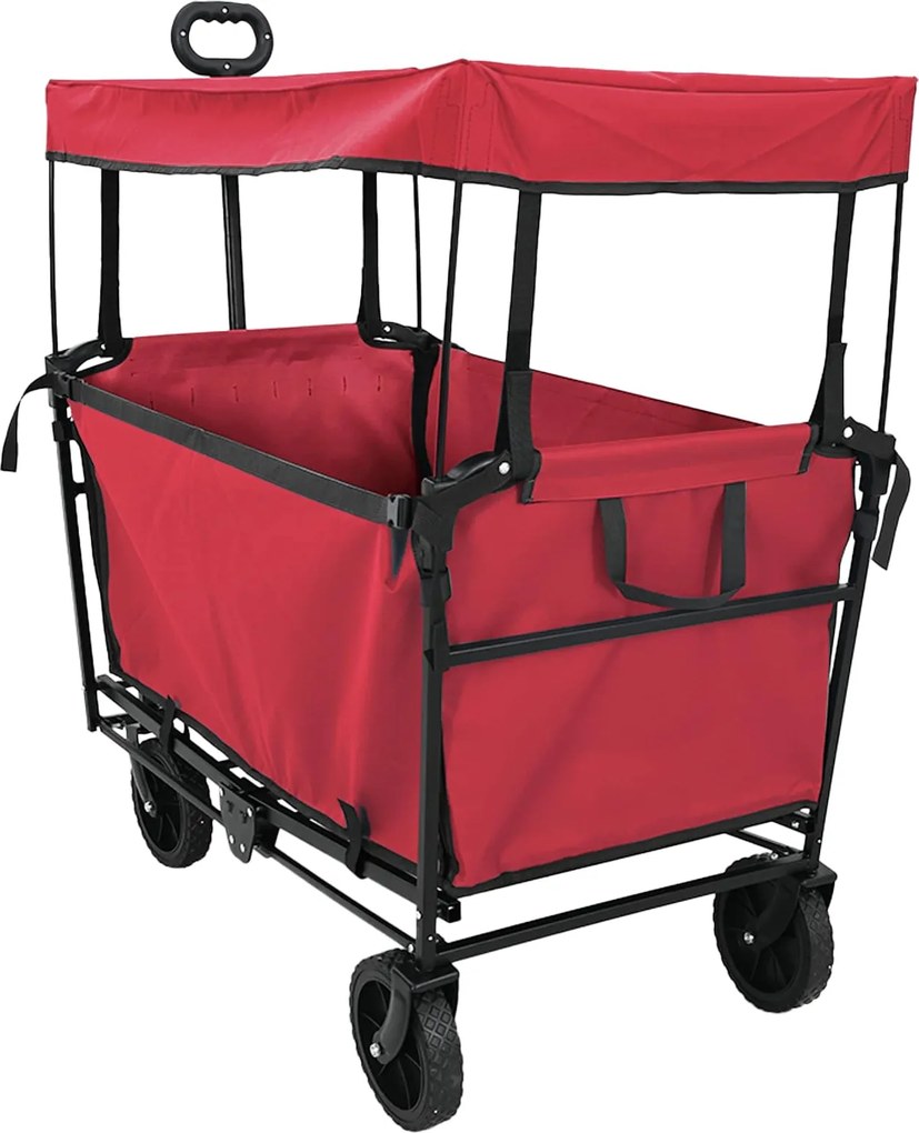 vidaXL Trolley Manevrabil Pliabil Manual Roșu 105 x 56.5 x 116 cm