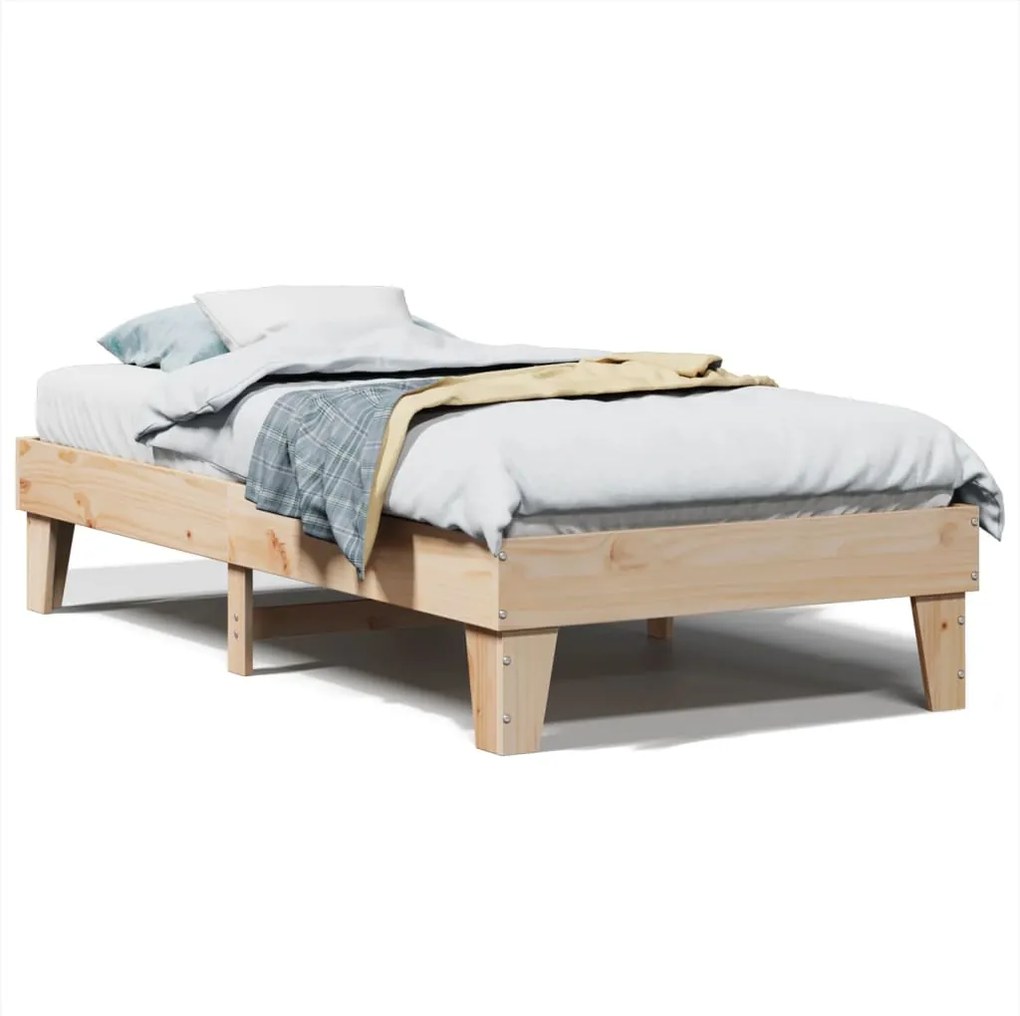 vidaXL Cadru pat fără saltea, 100x200 cm, lemn masiv pin