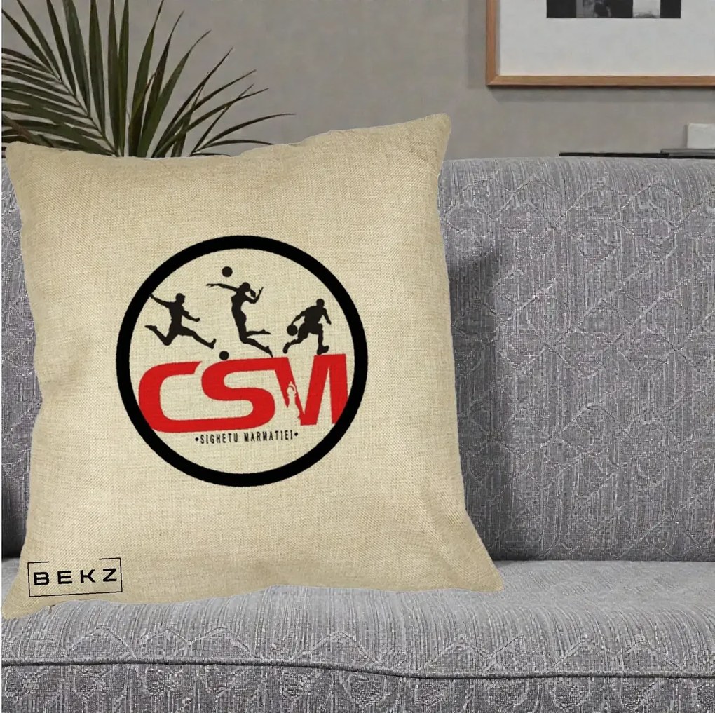Perna Personalizata CSM Sighetu Marmatiei Sport, 40x40 cm, Crem, Husa Detasabila, Perna Inclusa, BEKZ®