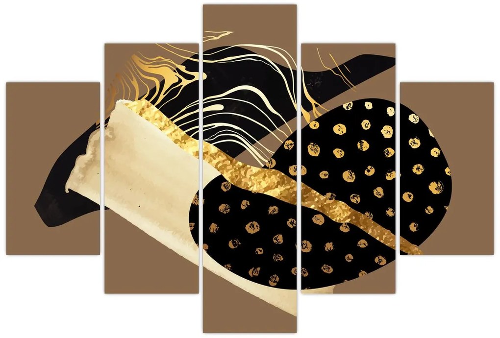 Tablou - Abstracție maro auriu N⁰1 (150x105 cm)