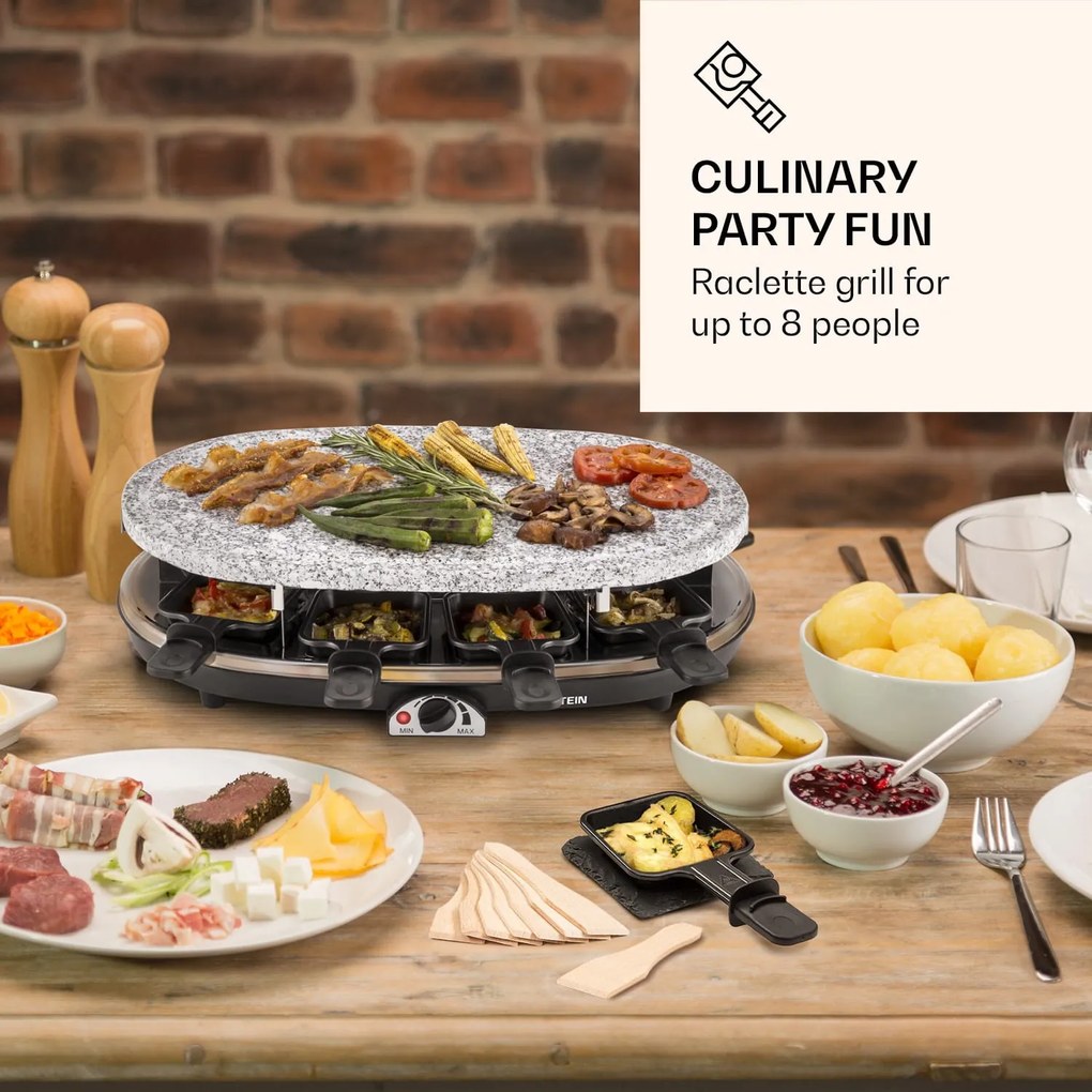 Klarstein All-U-Can Grill Raclette, grătar Raclette cu accesorii 4 în 1 pentru 8 persoane