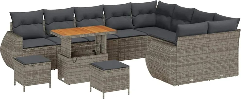vidaXL Set de canapele pentru grădină cu pernă 12 pcs Gri