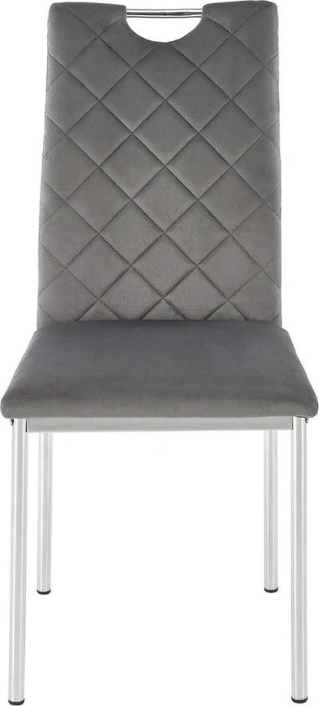 Scaun K578, gri - HLR 21/argintiu, stofa catifelata/otel, 43x53x93 cm