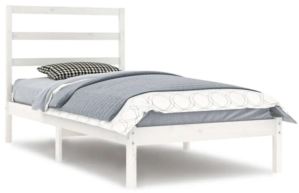 3104919 vidaXL Cadru de pat, alb, 90x200 cm, lemn masiv de pin