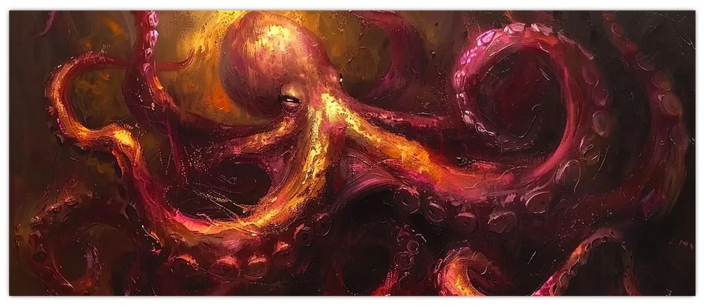 Tablou - Octopus, pictură în ulei (120x50 cm)