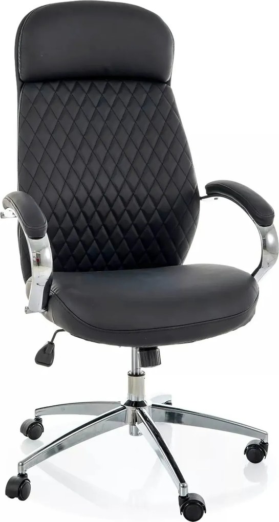 Scaun birou Q-09, negru, piele ecologică, 64x48x118 cm