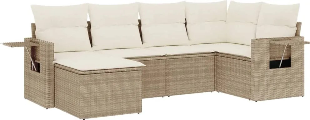 vidaXL Set canapele de grădină cu perne, 6 piese, bej, poliratan