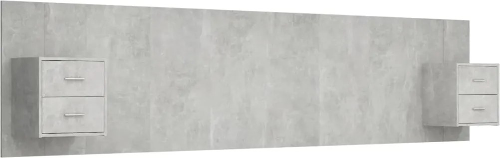 vidaXL Tăblie de pat cu dulapuri, gri beton, lemn prelucrat