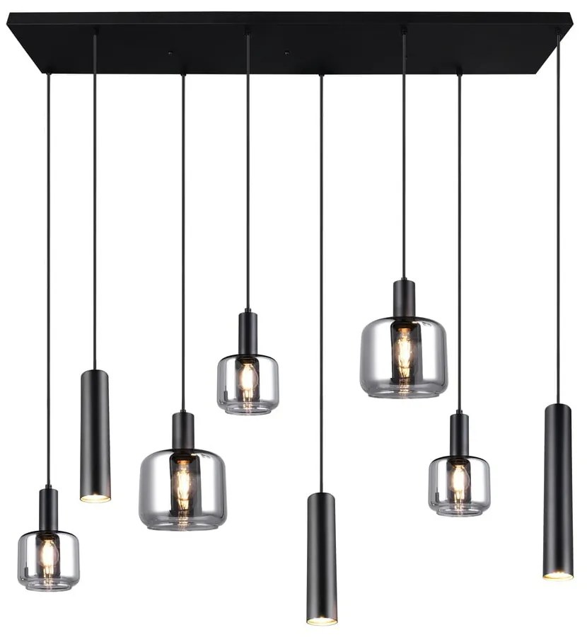 Lustră neagră cu abajur din metal/cu abajur din sticlă Mataro – Trio