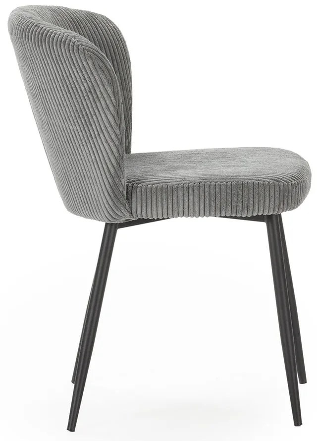 Scaune de dining gri 4 buc. din catifea reiată Megan – Marckeric