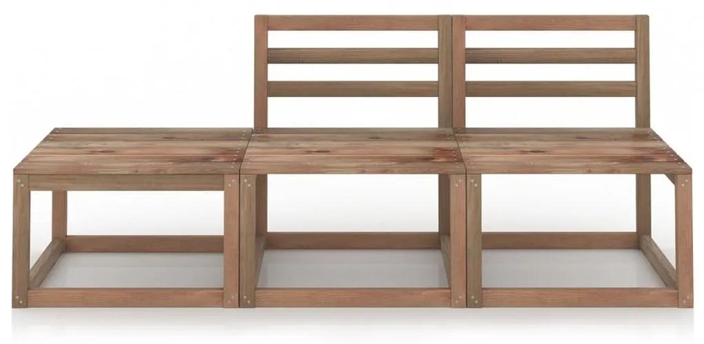 Set mobilier de gradina, 3 piese, maro, lemn de pin tratat