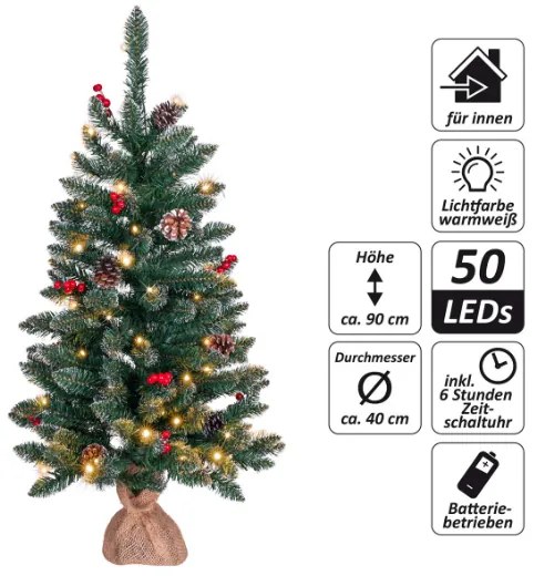 Pom de Crăciun cu luminițe - 90 cm, 50 LED-uri
