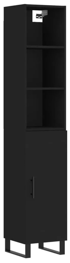 3189662 vidaXL Dulap înalt, negru, 34,5x34x180 cm, lemn prelucrat