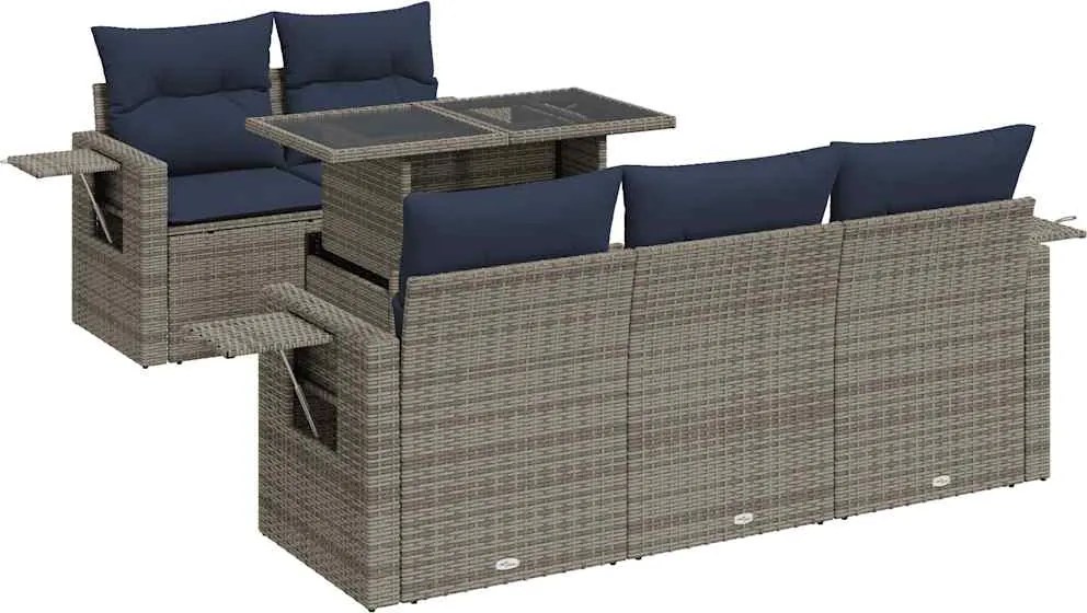 vidaXL Set mobilier grădină perne 6 piese gri poliratan