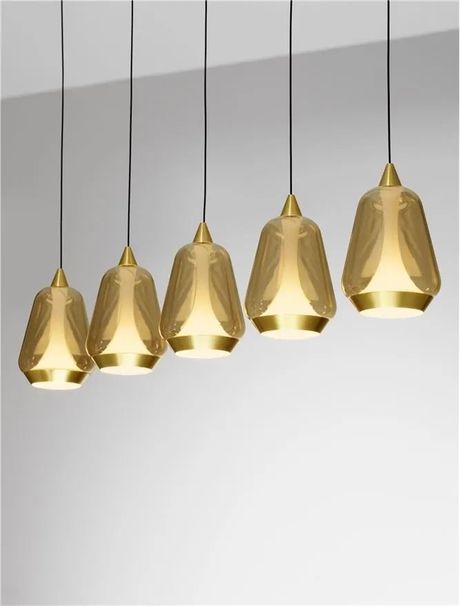 Lustra moderna cu 4 pendule LED, Metal, Sticla, Champaigne, ALISH