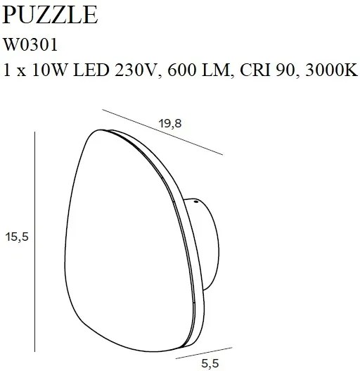 Aplica de perete LED cu lumina ambientala PUZZLE M alb W0301 MX