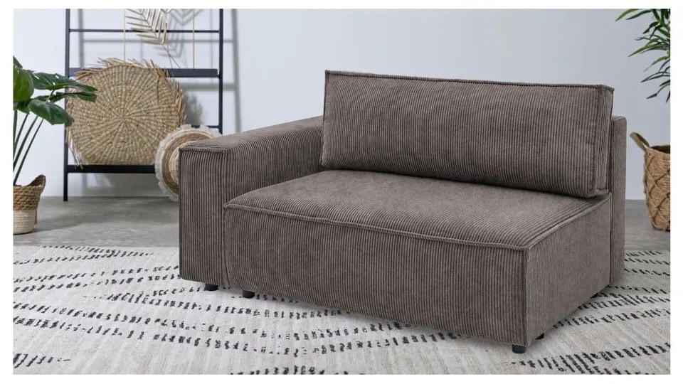 Modul pentru canapea maro deschis cu tapițerie din catifea reiată (cu colț pe partea stângă ) Nihad modular – Bobochic Paris